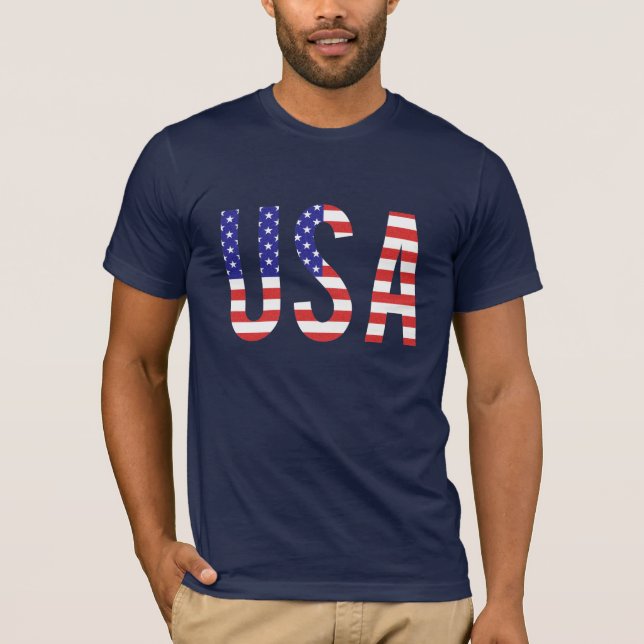 T-shirt Les Etats-Unis - Lettres de drapeau des Etats-Unis (Devant)