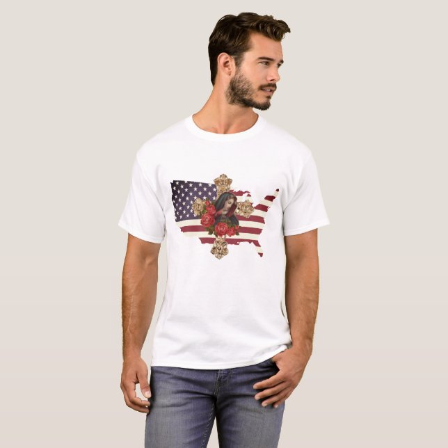 T-SHIRT LES ETATS-UNIS MARQUENT LES ROSES DOULEUREUX DE (Devant entier)