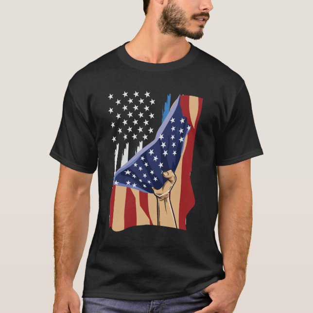 T-shirt Les Etats-Unis Se Tiennent Derrière La Ligne Bleue (Devant)