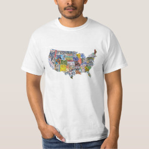 T-SHIRT LES ETATS-UNIS TRACENT AVEC DES PLAQUES