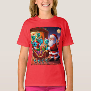 T-shirt Les extraterrestres emballent le traîneau du Père