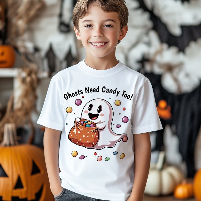 T-shirt Les Fantômes Ont Aussi Besoin De Bonbons ! Enfants (Ghosts Need Candy Too! Halloween T-Shirt)