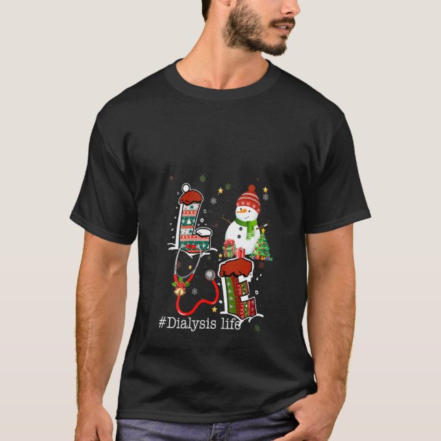 T-shirt Les Femmes Aiment Dialyse Vie Snowman Noël Pour Nu (Devant)