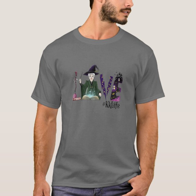 T-shirt Les femmes aiment la vie sorcière Halloween (Devant)