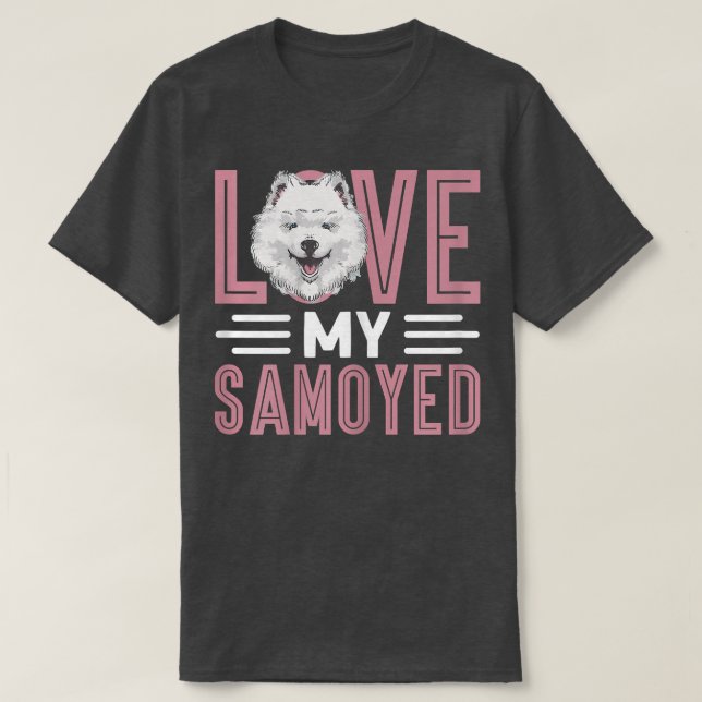 T-shirt Les Femmes Aiment Mon Propriétaire Samoyed Chien S (Design devant)