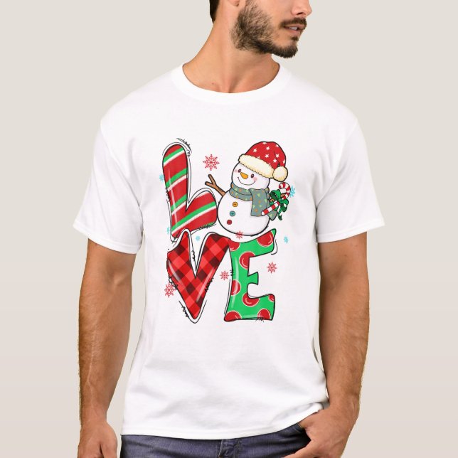 T-shirt Les femmes aiment Noël Snowman Père Noël Noël 2021 (Devant)