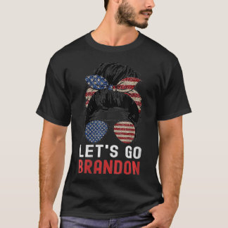 T-shirt Les femmes allons Brandon Messy Bun drapeau améric