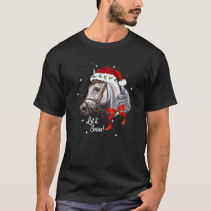 T-shirt Les Femmes Cheval Laisser La Neige Santa Hat