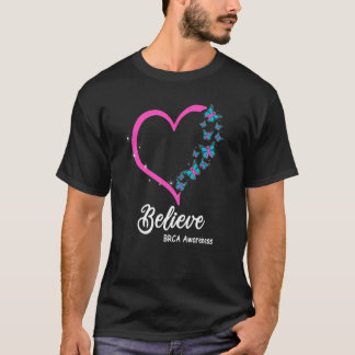 T-shirt Les femmes croient à la conscience BRCA, papillon 