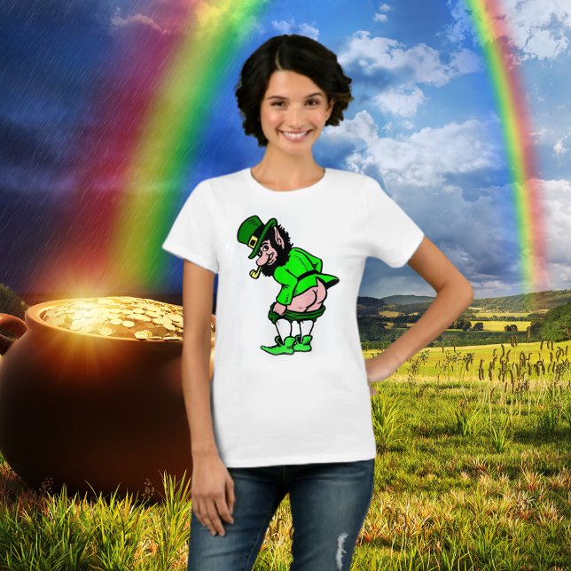 T-shirt Les femmes de Leprechaun Mooning (Mooning Leprechaun Women's T-Shirt)
