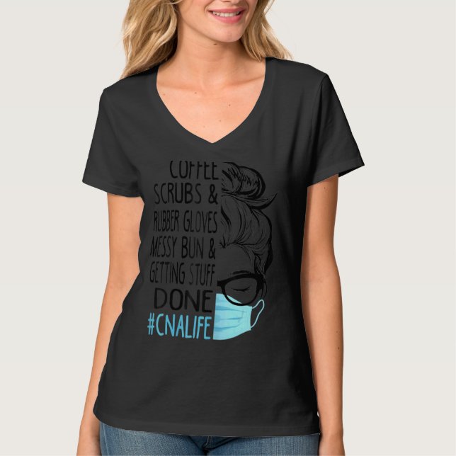 T-shirt Les Femmes Dy Coffee Scrubs Et Gants En Caoutchouc (Devant)