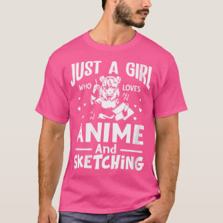 T-shirt Les Femmes Juste Une Fille Qui Aime L'Anime Et Le 