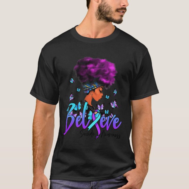 T-shirt Les Femmes Noires Croient Le Suicide Violet Et Tur (Devant)