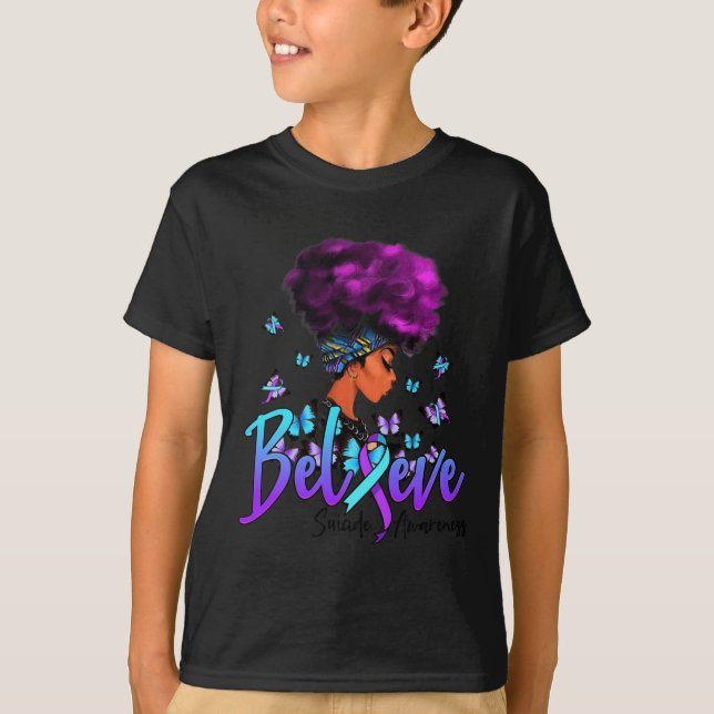 T-shirt Les Femmes Noires Croient Le Suicide Violet Et Tur (Devant)