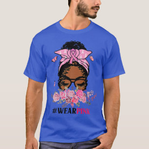 T-shirt Les femmes noires Portent un cancer du sein rose S