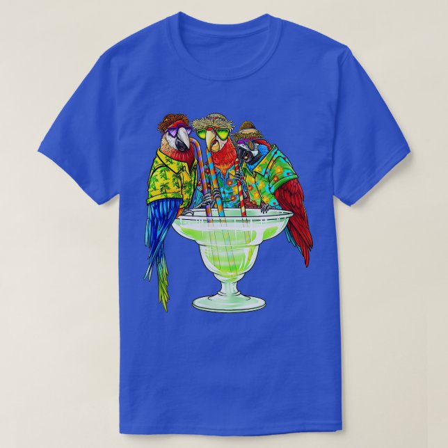 T-shirt Les femmes perroquets boire Margarita Hawaiian Vac (Design devant)