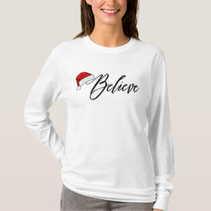 T-shirt Les Femmes Personnalisées Croient Joyeux Noël Père