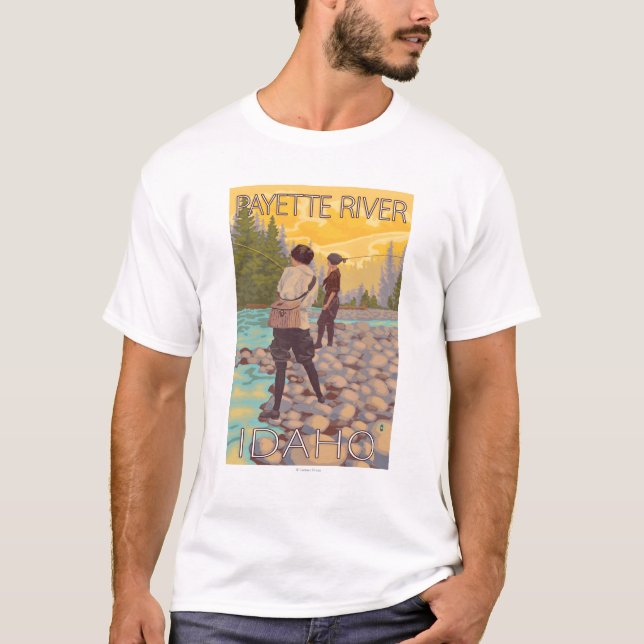T-shirt Les femmes pilotent la pêche - rivière de Payette, (Devant)