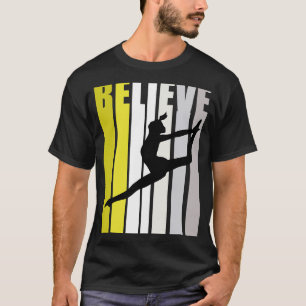 T-shirt Les Femmes Rétro Jaunes Croient La Danse Motivatio