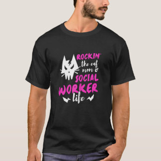 T-shirt Les Femmes Rockin' Le Chat Maman Et Travailleur So