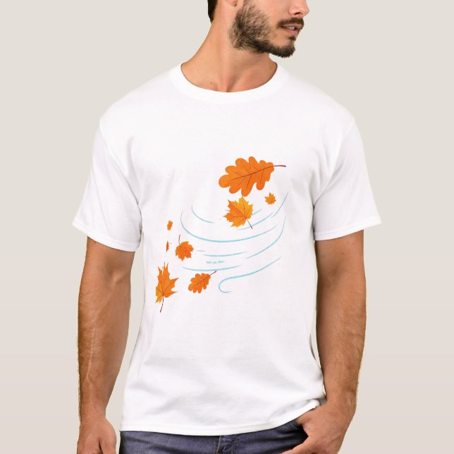 T-shirt Les feuilles d'automne dans le vent : Design éléga (Devant)