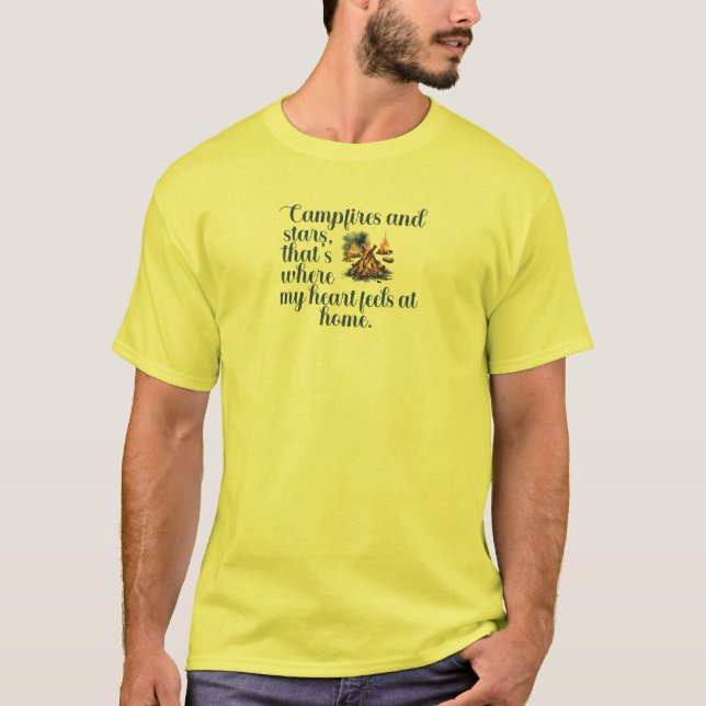 T-shirt Les feux de camp et les étoiles, c'est là que mon  (Devant)
