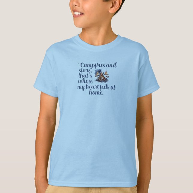 T-shirt Les feux de camp et les étoiles, c'est là que mon  (Devant)