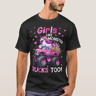 T-shirt Les Filles Aiment Aussi Les Camions Monstres Licor