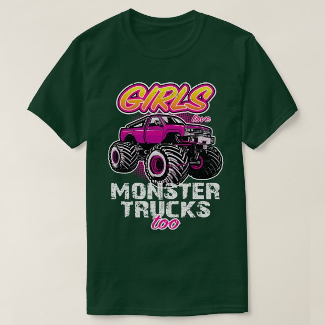 T-shirt Les Filles Aiment Les Camions Monstre Trop Rétro P (Design devant)