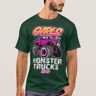 T-shirt Les Filles Aiment Les Camions Monstre Trop Rétro P