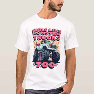 T-shirt Les Filles Aiment Les Camions Monstres Aussi Vinta