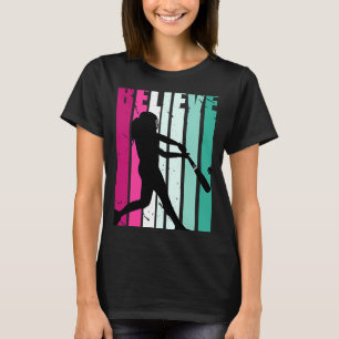 T-shirt Les Filles De Baseball Rose Et Vert Motivationnel 