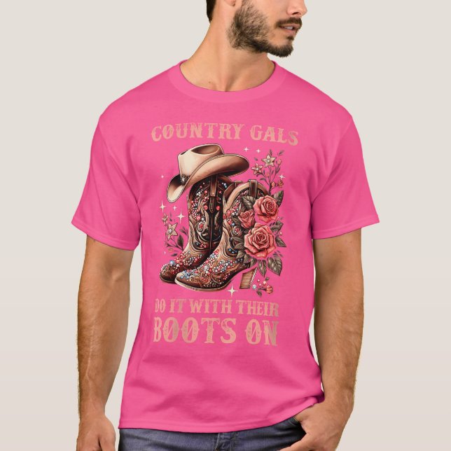 T-shirt Les filles de rodéo font ça avec leurs (Devant)