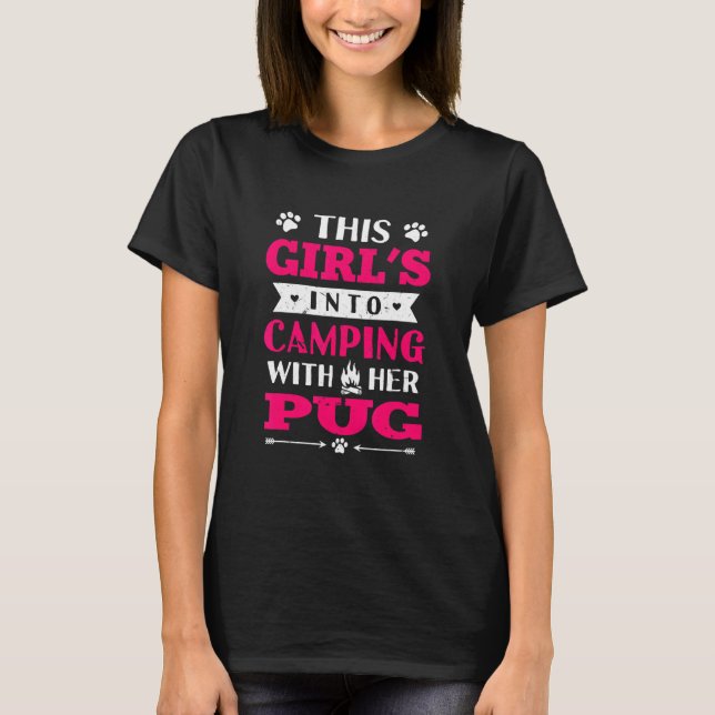 T-shirt Les Filles En Camping Avec Son Camper Camp De Chie (Devant)