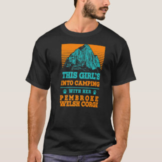 T-shirt Les Filles En Camping Avec Son Pembroke Welsh Corg