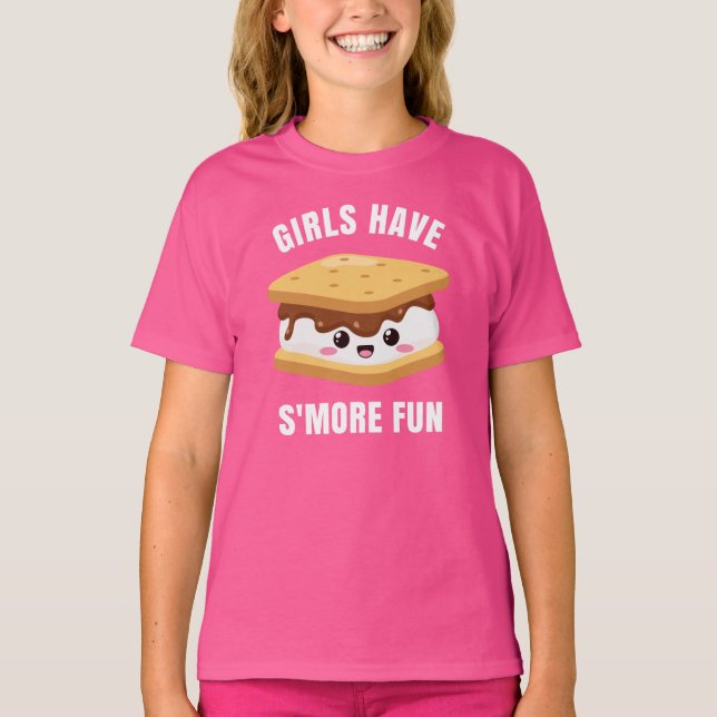 T-shirt Les Filles Ont S'MORE Amusement - Camping Marshmal (Devant)