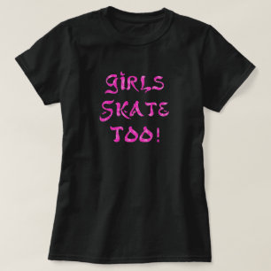 T-shirt Les Filles Patinent Aussi ! Chemise noire rose