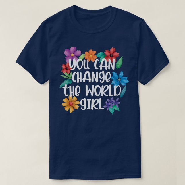 T-shirt Les filles peuvent changer le féminisme mondial Ém (Design devant)