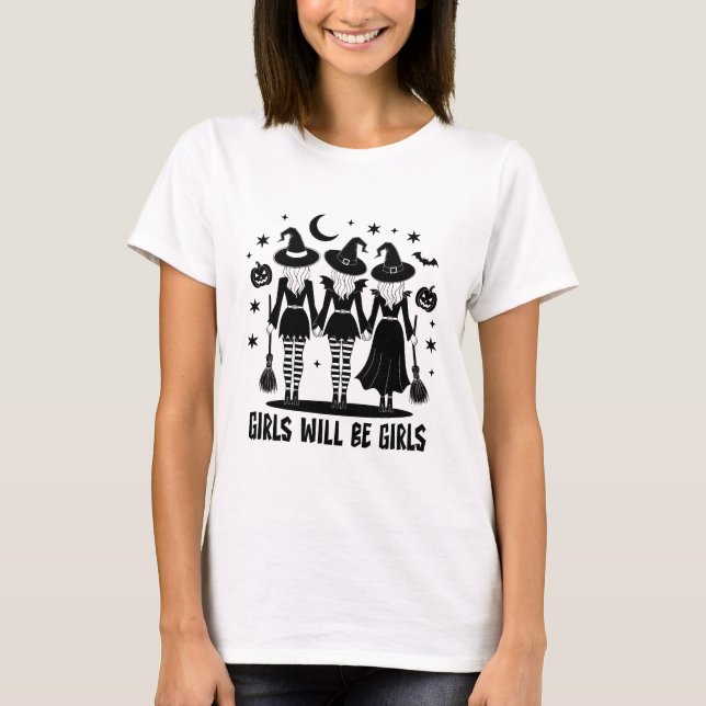 T-shirt Les filles seront des sorcières d'Halloween Coven  (Devant)