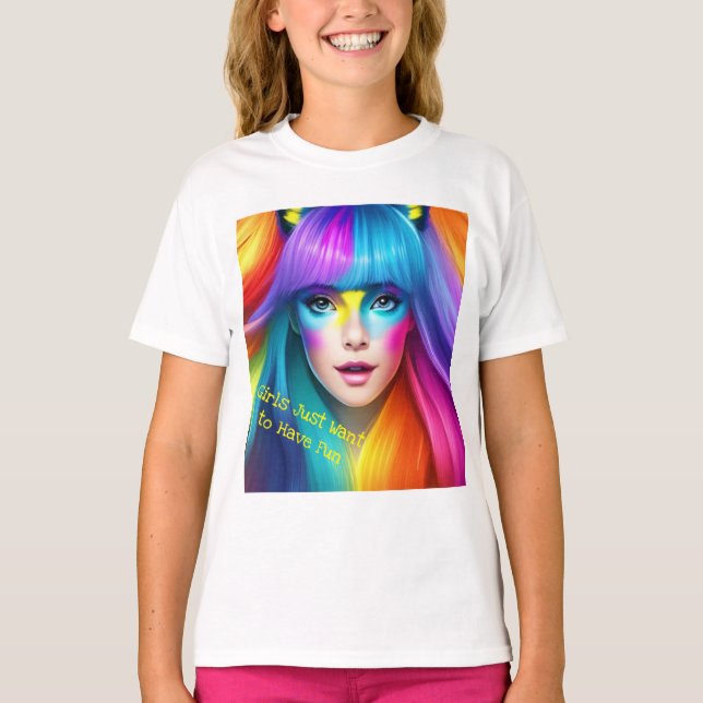 T-shirt Les filles veulent juste avoir un visage d'arc-en- (Devant)