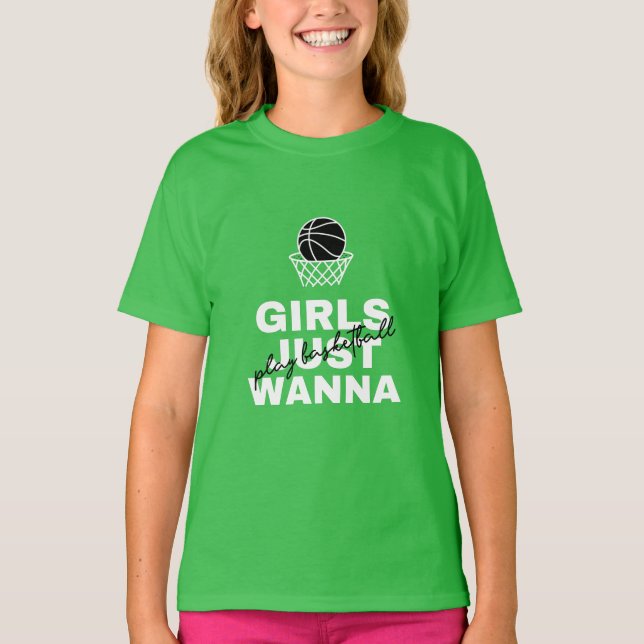 T-shirt Les Filles Veux Juste Jouer Basketball Drôle Citat (Devant)