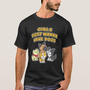 T-shirt Les Filles Voulaient Juste Avoir Des Chiens Mignon