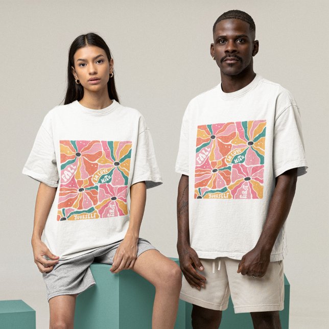 T-shirt Les fleurs de saumons boho tombent amoureuses de v (Créateur téléchargé)