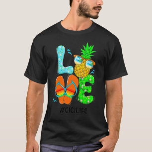 T-shirt Les flipflops d'ananas aiment la femme d'été Pre