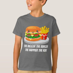 T-shirt Les fritures mignonnes d'hamburger de Kawaii