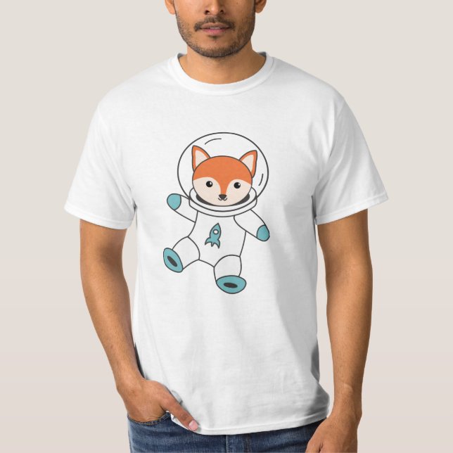 T-shirt Les Fuchs Volent Dans L'Espace En Tant Que Rocket  (Devant)