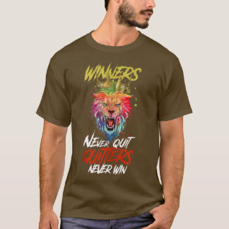 T-shirt Les gagnants du lion n'arrêtent jamais la motivati