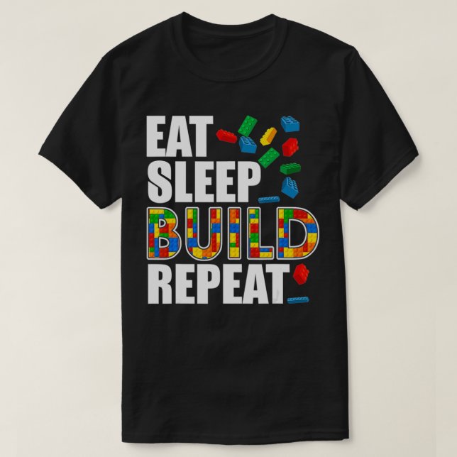 T-shirt Les garçons Mangent Le Sommeil Construire Répéter  (Design devant)
