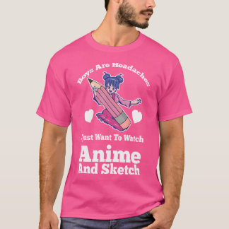 T-shirt Les Garçons Regarder Anime Et Croquis Anime Anime 