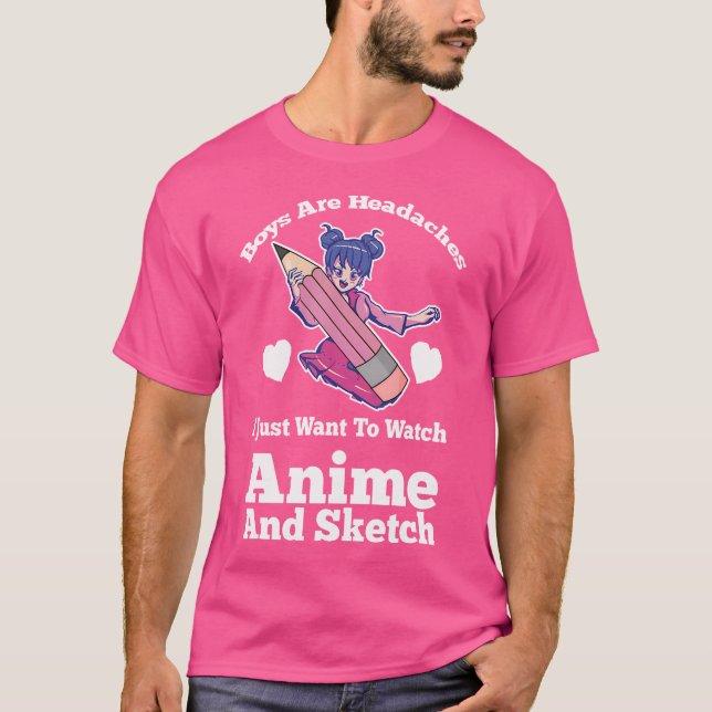 T-shirt Les Garçons Regarder Anime Et Croquis Anime Anime  (Devant)